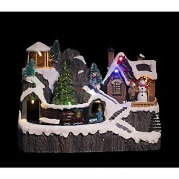 Pueblo Navideño con Tren Musical y 9 LED