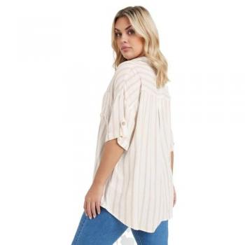 Linen Striped Blouse – Cream, Size 34‑36