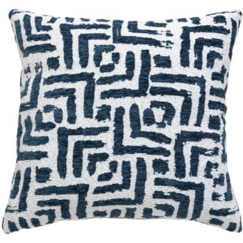 Coussin Jeni en chenille bleu égéen 40x40cm - Atmosphera