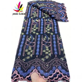 Encaje rojo africano bordado de algodón, 5 yardas, gasa suiza para vestido YA4571B-2