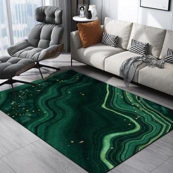 Pintura al óleo abstracta en alfombra grande Drak verde mármol