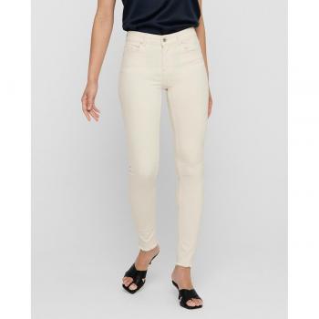 Only Blush Life Ecru Skinny Jeans met Uitgefranste Zoom XS/32