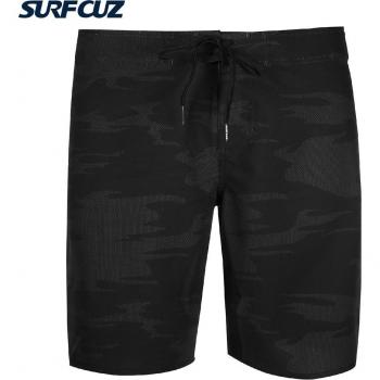 SURFCUZ Herren Surfshorts 4-Wege-Stretch, Kordelzug, schnell trocknend, schwarz gemustert