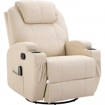 Poltrona Relax HOMCOM Elettrica con Poggiapiedi e Rotazione 84x92x109cm
