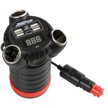 Multipresa Accendisigari 12/24/36V con 3 Prese + 4 Porte USB e Voltmetro