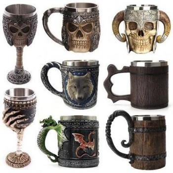 Edelstahl-Wikinger-Schädel-Tee-Tasse