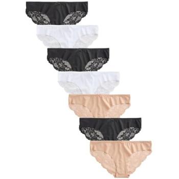 Next Black/White/Praline Nude Brazilian Lace Back NVPL Knickers 7 Pack – Damen