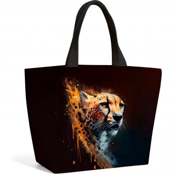Cheetah Face Splashart Dark Background Beach Shopper Tote Bag