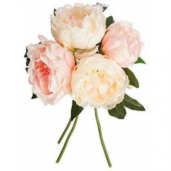 Arrangement floral 4 pivoines roses H30 cm