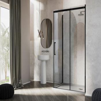 Mampara de ducha rectangular 75x150 cm h200 fácil limpieza Prime Black Duo