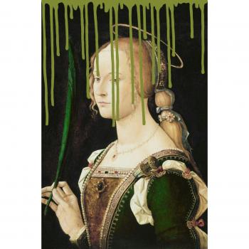 Acrylglasbild QUEENCE Frau Bilder Gr. B/H/T: 60cm x 90cm x 2,4cm, grün