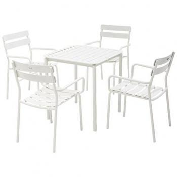 OVIALA Table & Fauteuils Terrasse 70cm Blanc