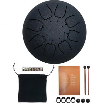6-Inch Hand Pan Drum with 8 Tones, Carrying Bag, and Drumsticks