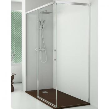 Cabina de ducha con mampara corredera rectangular 120 × 85 cm, vidrio transparente 6 mm antical, altura 195 cm