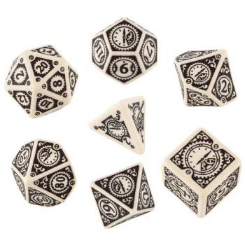 Q-workshop Dadi Steampunk Clockwork Beige e Marrone (7 Pezzi)