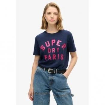 Vêtement Décontracté Superdry Femme Logotype Bleu Navy