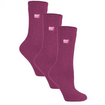 Heat Holders 3 Pairs Ladies Thin Lightweight Thermal Dress Socks - Purple