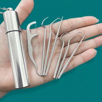 Travel-Friendly Metal Toothpick Kit - 8PCS Reusable