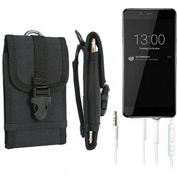 Bolsa del cinturón/Funda para OnePlus X, negro + Auriculares | Caja del teléfono cubierta protectora bolso - K-S-Trade (TM)