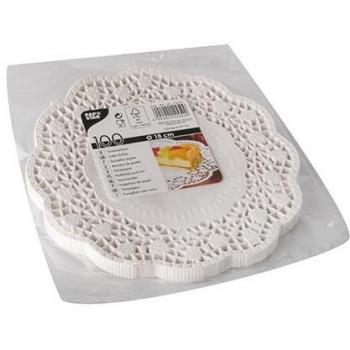 Tortenspitzen rund 18 cm weiß, 100 Stück