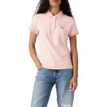 Levi's® Poloshirt „Slim Polo Neutrals“ – Damen, Größe XS (34) – Rosa/Weiß