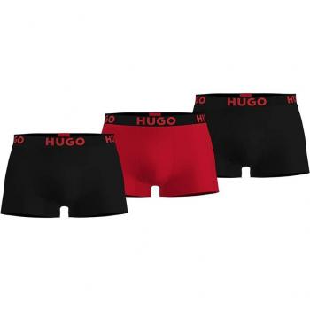 Boxer Hugo Logo Contrasto Nero Rosso L