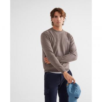 Silbon - Jersey liso marrón cuello caja para hombre