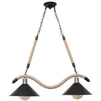 Fabrilamp - Colgante soga 2xE27 L.82xAn.30xAl.Reg.cm Cuerda Negro