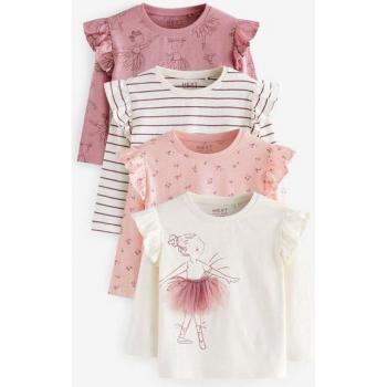 Next 4er-Pack Langarmshirts mit Rüschen