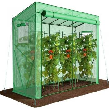 Serra VOUNOT® Verde 200x77x170 – Struttura a Tetto Inclinato, Porta Avvolgibile, 2 Finestre Laterali