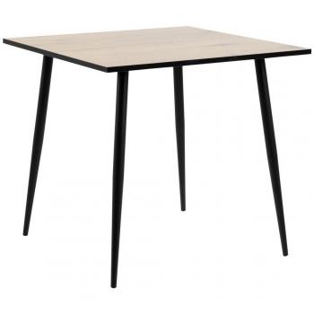 Wilma 80x80 cm Oak and Black Legs Dining Table