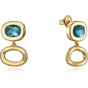 Pendientes Viceroy Elegant de plata bañada en oro con cristal verde