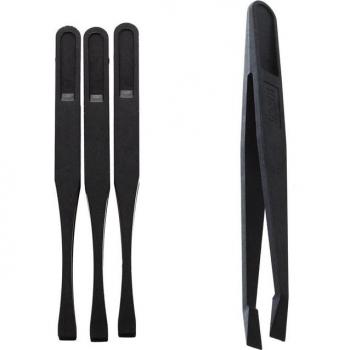 4 Pcs Tweezers Kit: 3 Flat Tip Tweezers & 1 Anti-Static Manual Tool