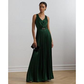 Vestido largo escote cruzado con cinturón Lauren Ralph Lauren