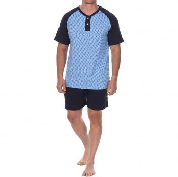 Pijama Manga Corta con Cuello de Pico azul marino J&J