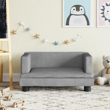 VIDAXL Divano per Bambini Grigio Chiaro 60x40x30 cm in Velluto