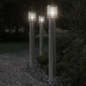 VidaXL Außen-Wandleuchte Wegeleuchten 3 Stk. Silbern 110 cm Edelstahl