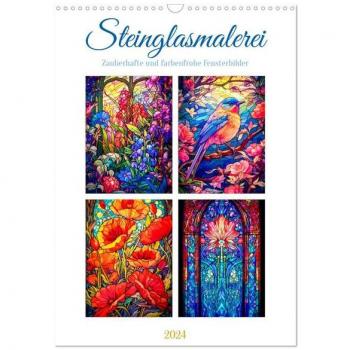 Steinglasmalerei (Wandkalender 2024 DIN A3 hoch) CALVENDO Monatskalender