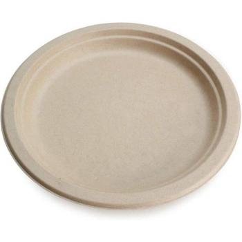 Assiettes en bambou compostables, 9 pouces, 50 paquets