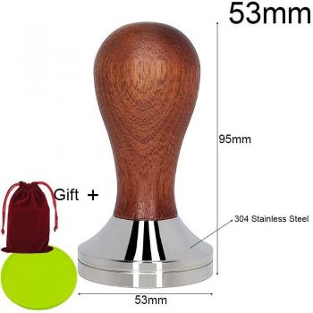 53mm Coffee Tamper with 304 Stainless Steel Base & Solid Wood Handle