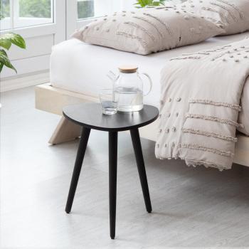 Tora 16 in. Black Triangle Solid Mango Wood End Table with 3-Legs