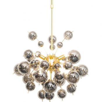 Lustre design en laiton et verre fumé 8 lumières - Explode