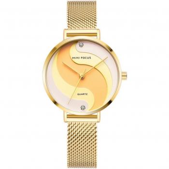Mini Focus Lady River Guld Mesh - Damklocka med guldmesh