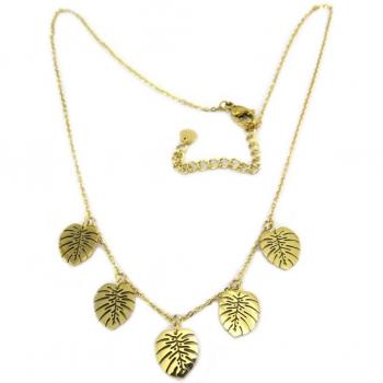 Collier Créateur Acier Jungle Feuilles de Bananier