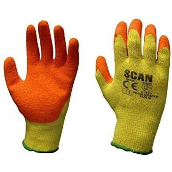 Scan Knit Shell Latex Palm Gloves Orange/Yellow - Medium (Pack of 12)