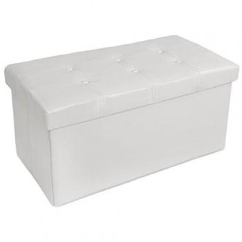 Taburete Puf Plegable Tectake con Almacenamiento Blanco