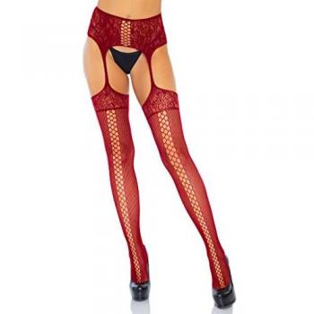 Collant Porte-Jarretelles en Dentelle Rouge