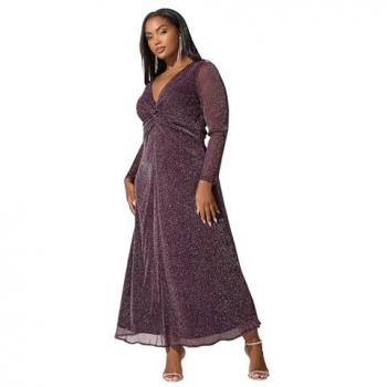Robe longue Rouge à effet métallisé Yours Curve