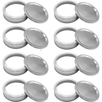 30 Count Regular Mouth Canning Lids and Bands for Mason Jars, Stainless Steel, Split-Type