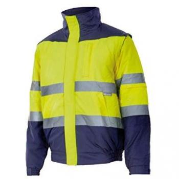 Cazadora Alta Visibilidad Bicolor Amarillo Flúor y Azul Marino Talla XL
